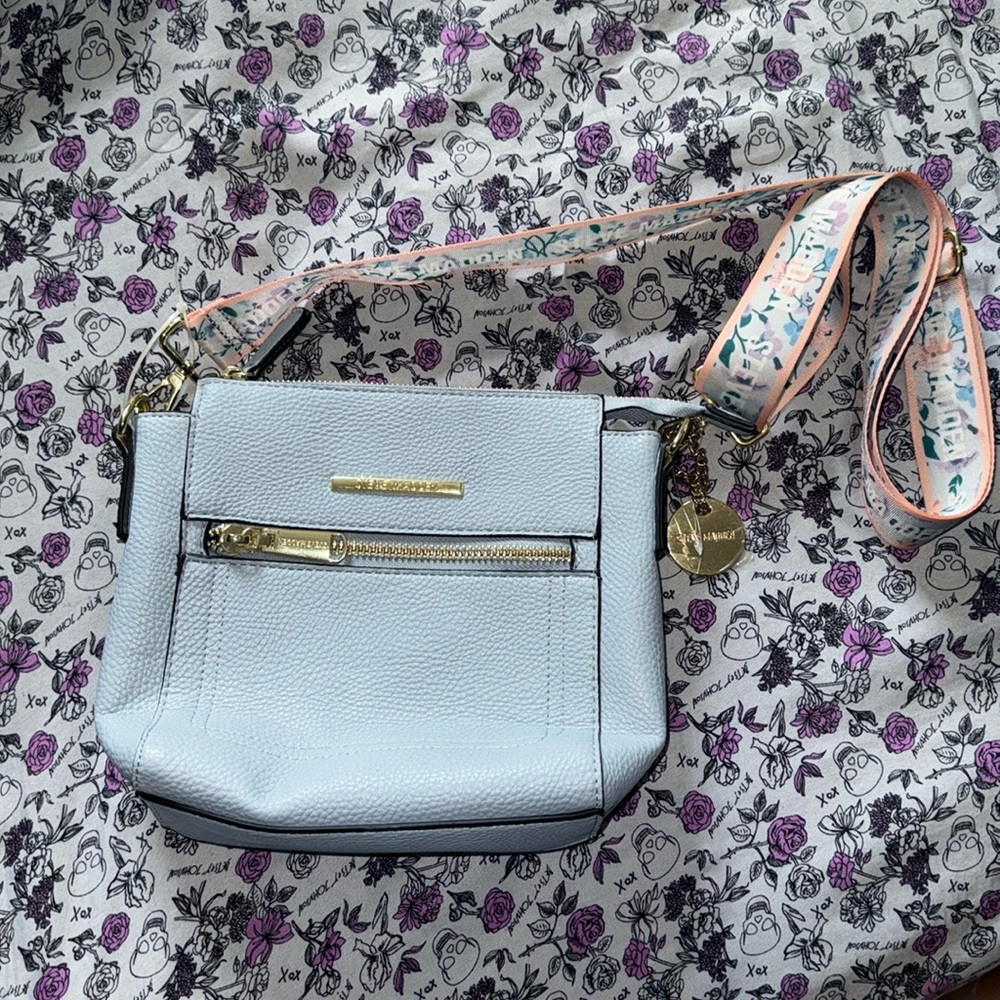 Steve Madden Crossbody Baby Blue Floral Print Strap